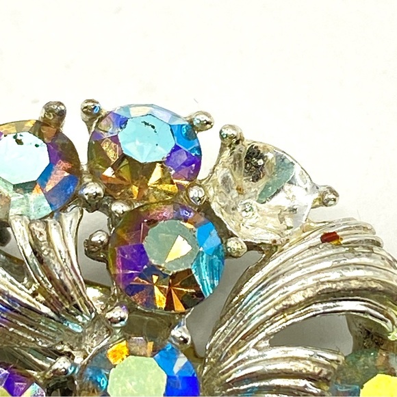 LISNER Aurora Bourealis Clip On Earrings Vintage - Picture 8 of 10